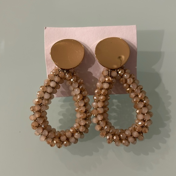 Glass beaded drop stud dangle earrings - Picture 1 of 3